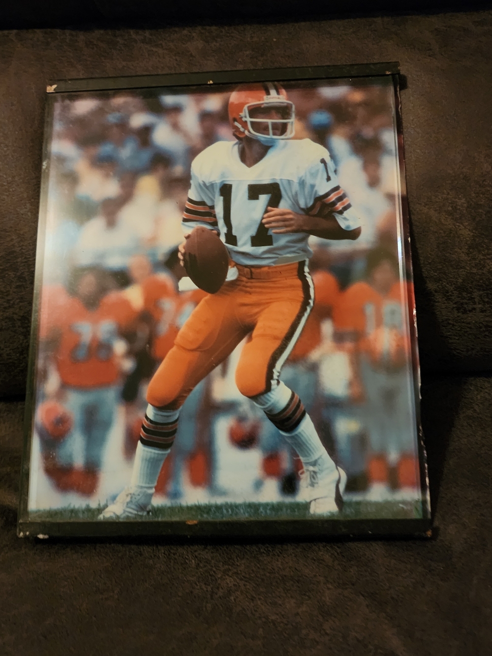 Vintage Football Wall Art in Orange and White - Unbranded in the glass frame